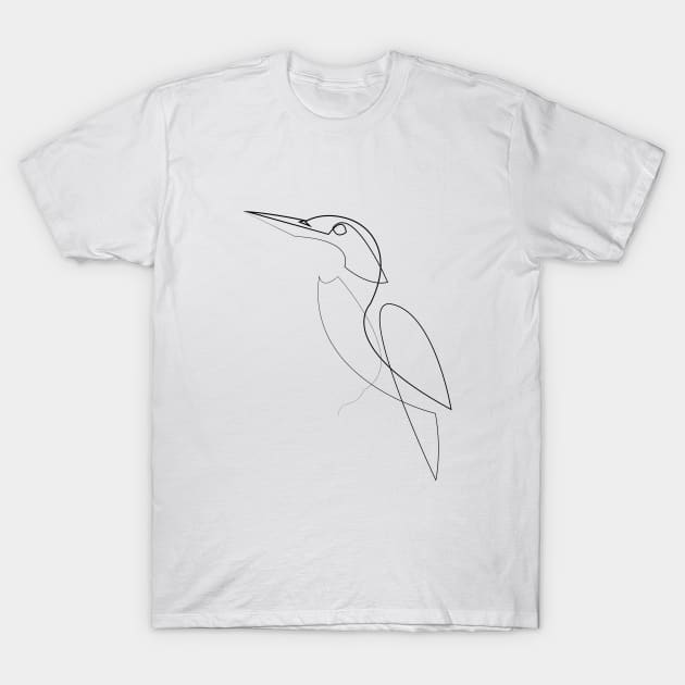 Kingfisher - one line bird T-Shirt by addillum